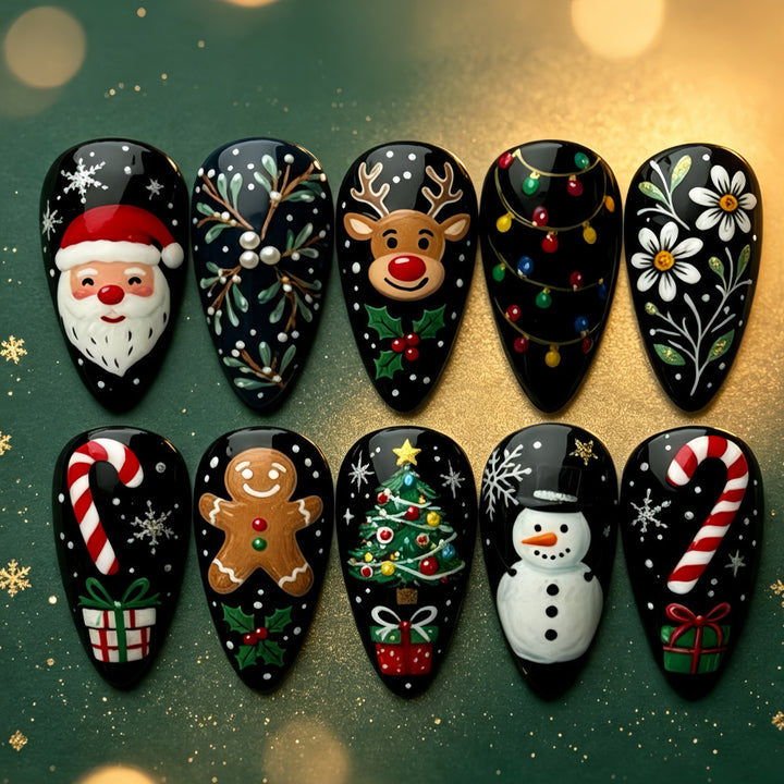Artificial Nail Set with Christmas Motifs Stornfield
