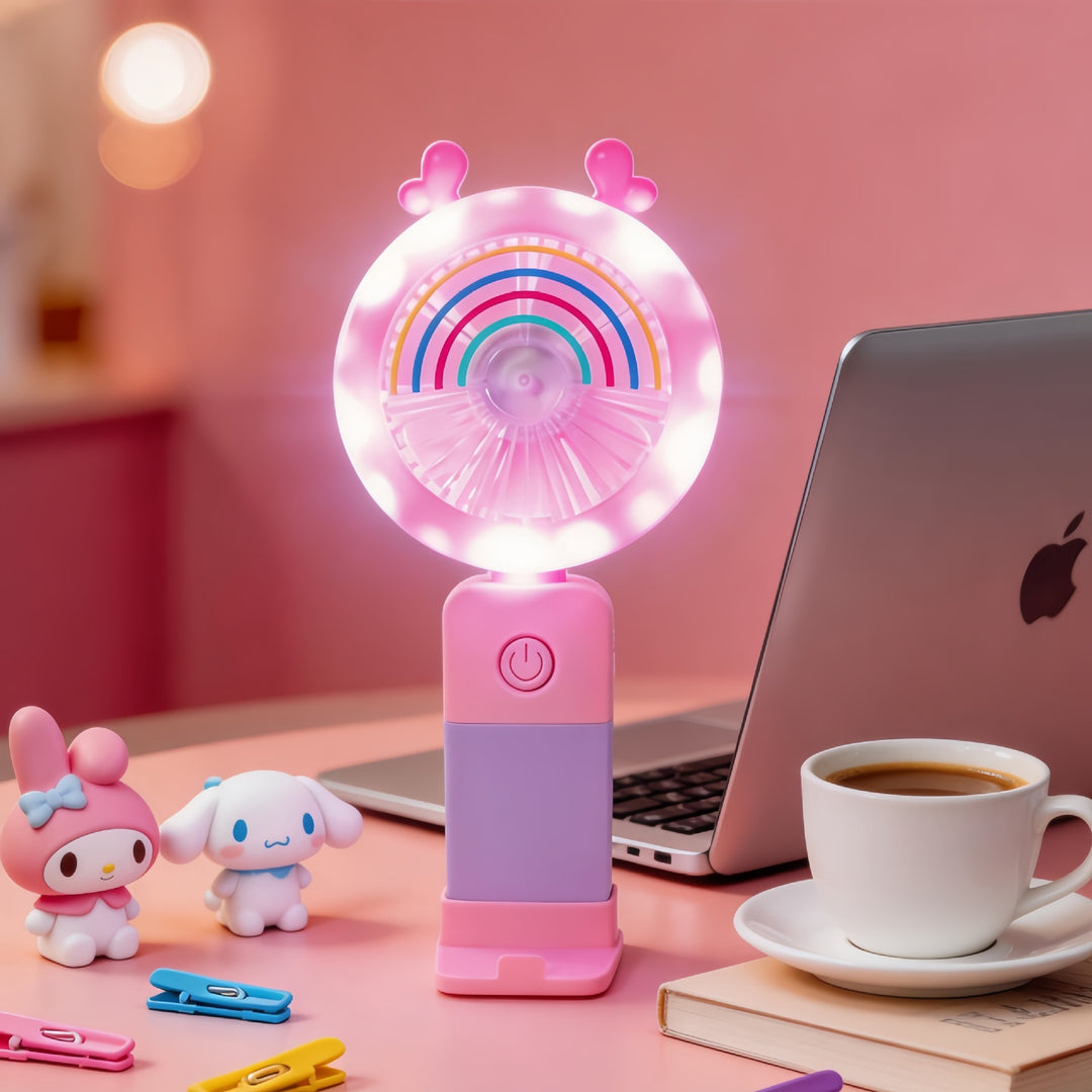 Women's Portable LED Hand Fan with Creative Light Effects Stornfield