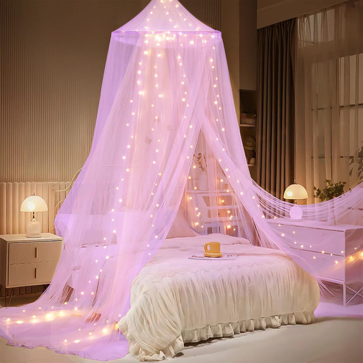 Enchanting Canopy Bed Tent with LED Lights Stornfield