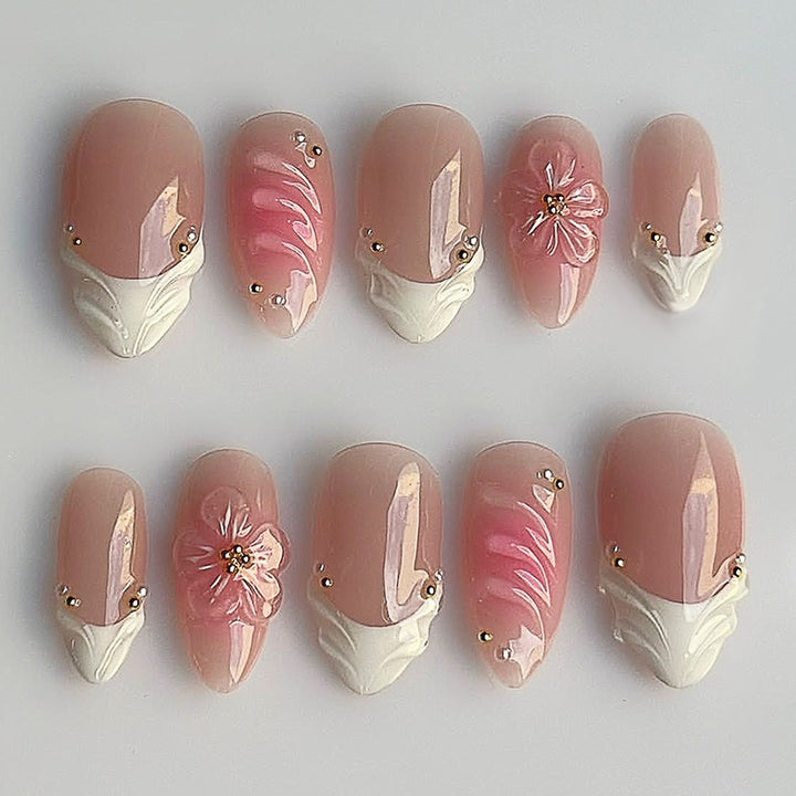Artificial high-gloss nails with floral accents Stornfield