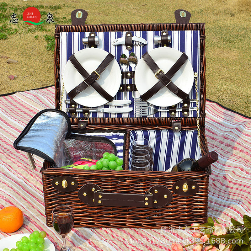Women's luxurious picnic basket with integrated dish set and insulated cooling function Stornfield