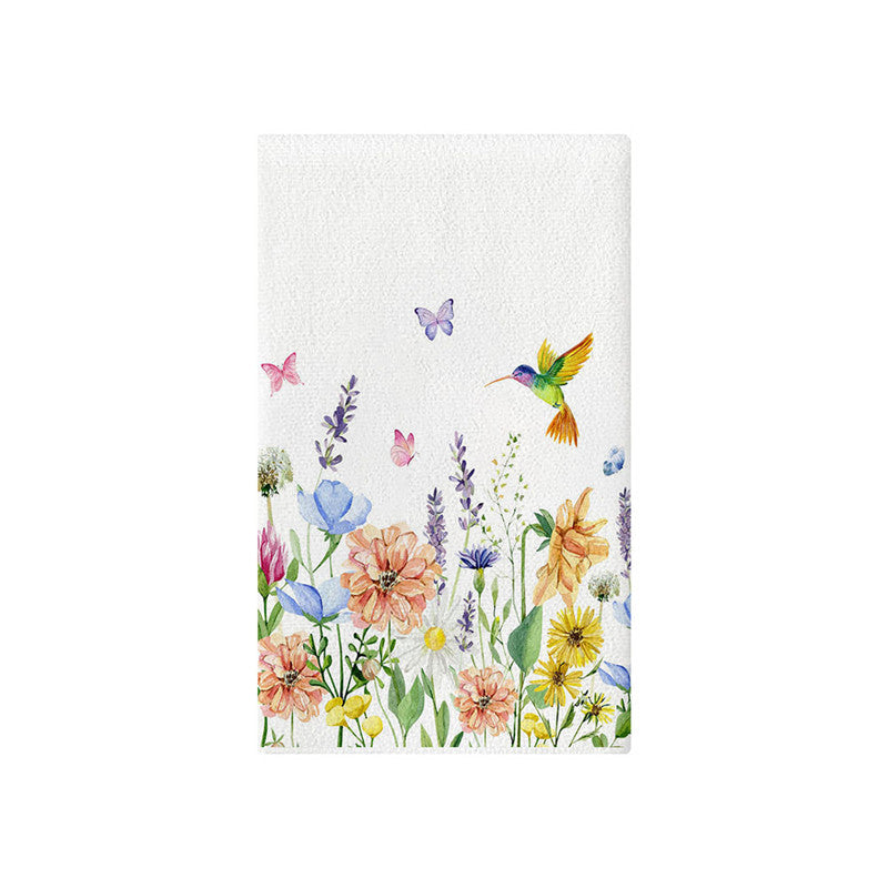 Women's Botanical Cotton Decorative Bath Towel with Butterfly Print