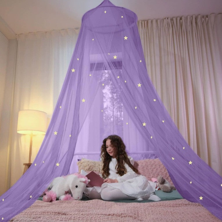 Enchanting Canopy Bed Tent with LED Lights Stornfield