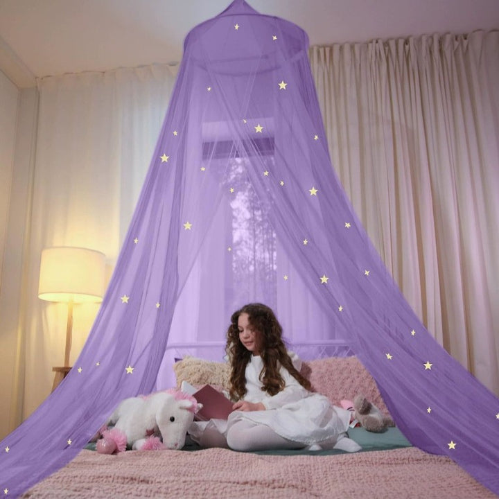 Enchanting Canopy Bed Tent with LED Lights Stornfield
