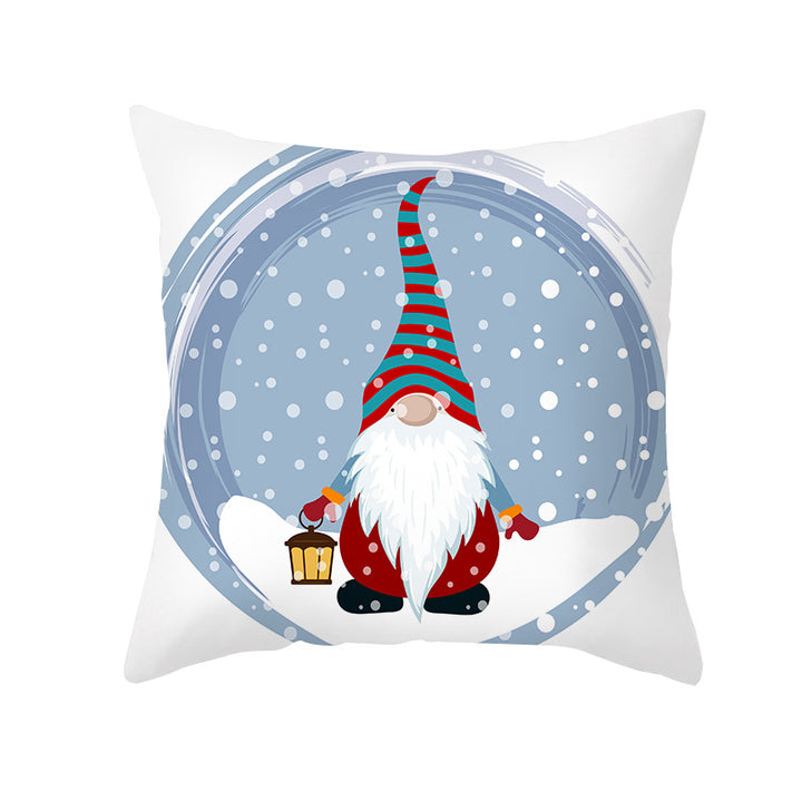 Holiday Decorative Throw Pillow Plush Polyester Cover Festive Santa Reindeer Snowman Print