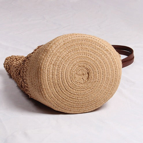 Handmade straw bag with leather accents Stornfield