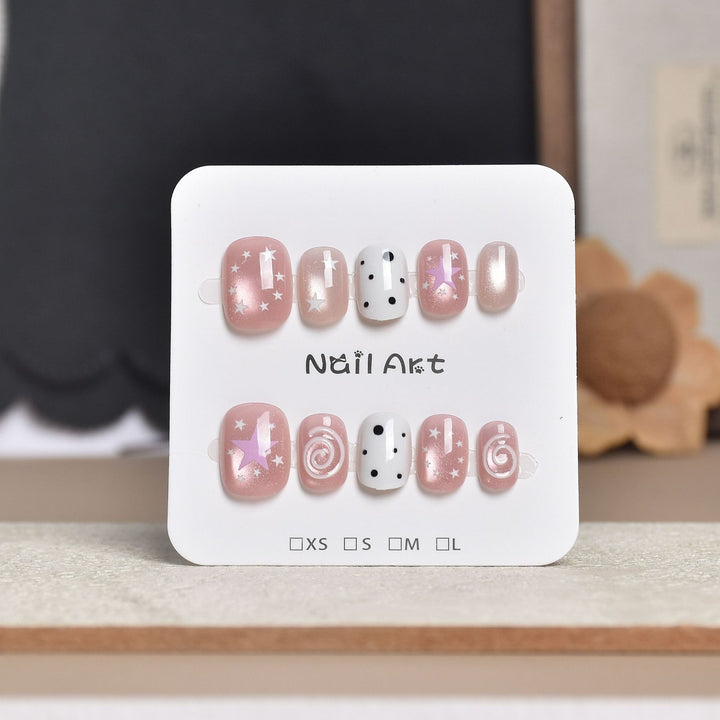 Decorative Press-On Nail Extensions with Floral Accents Stornfield