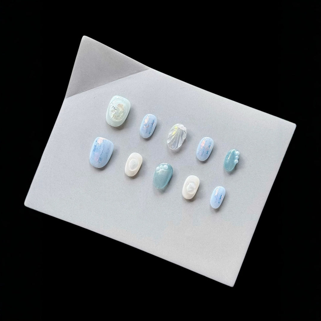 Decorative Press-On Nail Art Set with Unique Textures