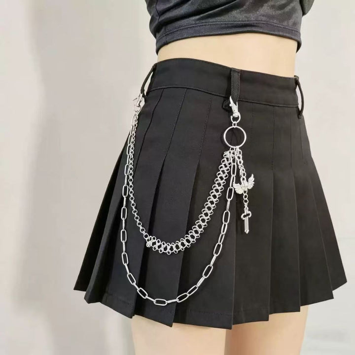 Pleated skirt with stylish chains by Stornfield