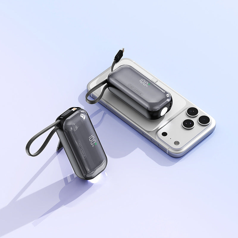 Portable power bank with integrated charging cable and LED charging status display Stornfield