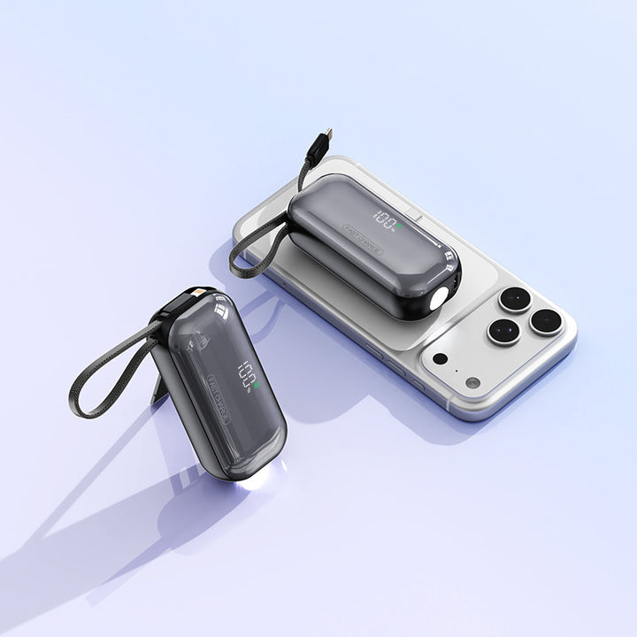 Portable power bank with integrated charging cable and LED charging status display Stornfield