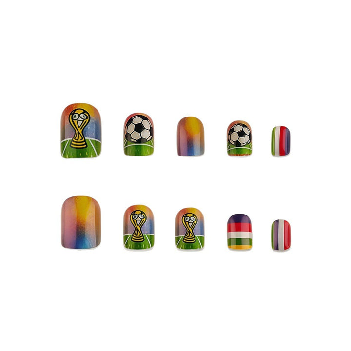 Artificial nails with soccer motif and glitter effects Stornfield