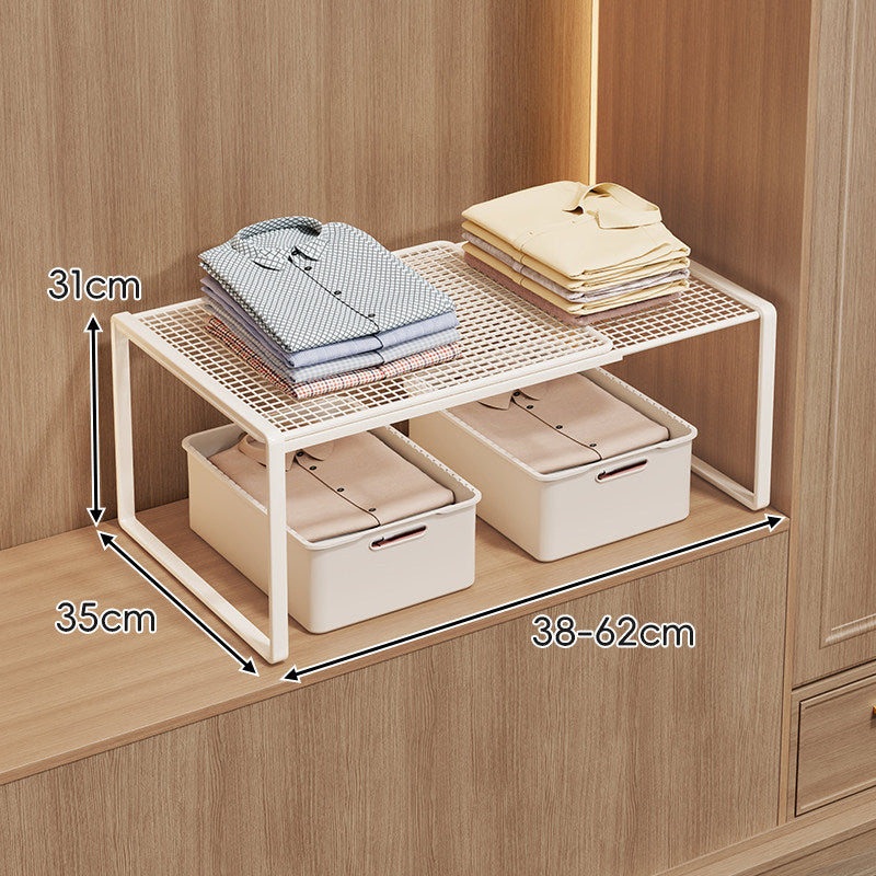 Adjustable Mesh Shelf Riser for Closet Countertop and Cabinet