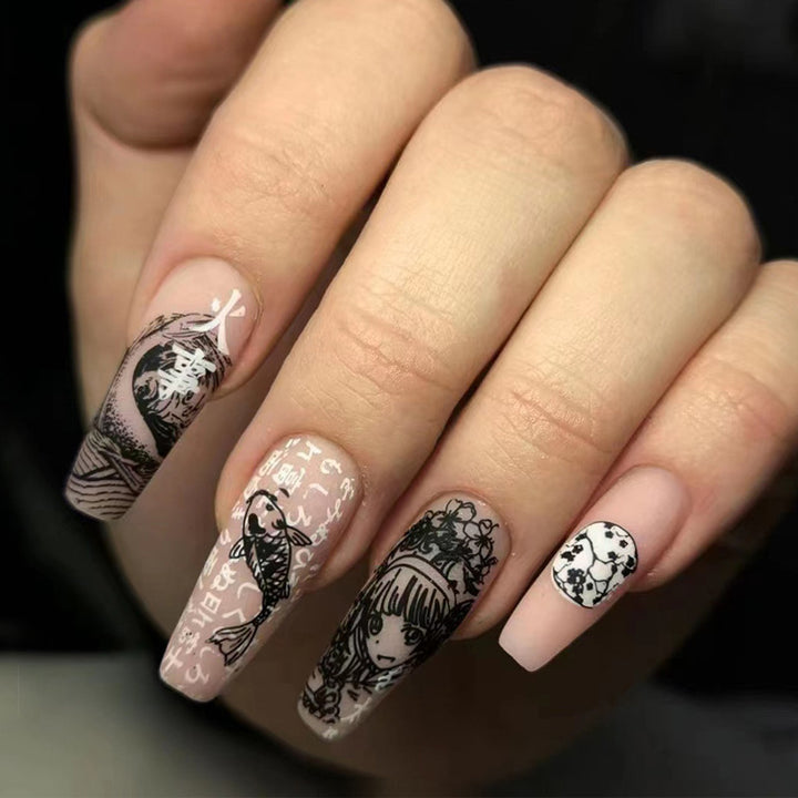 Nail art with heart and lip designs Stornfield