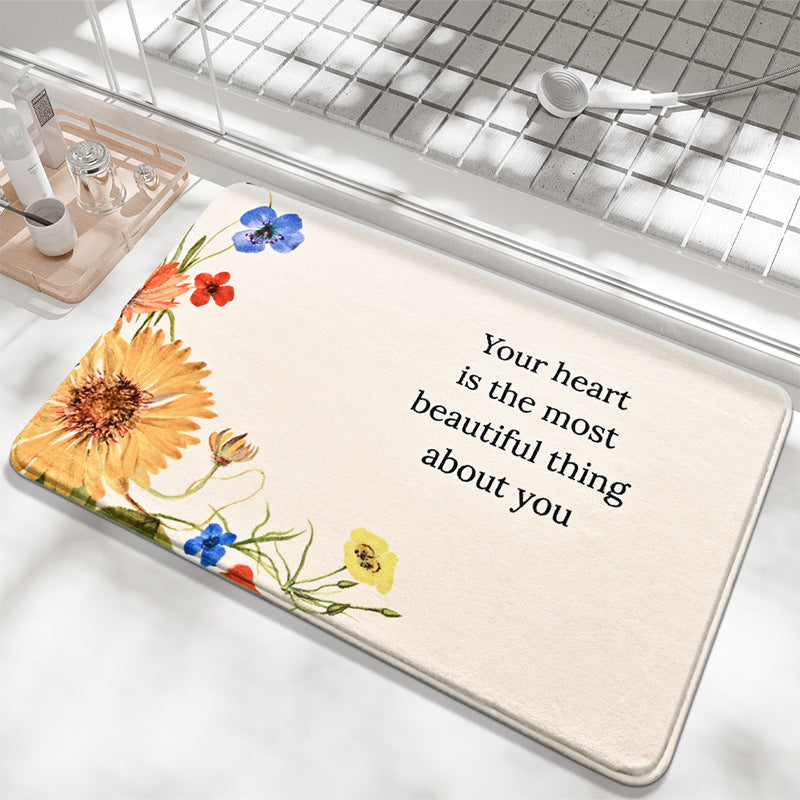 Decorative Floral Sayings Bath Mat Stornfield