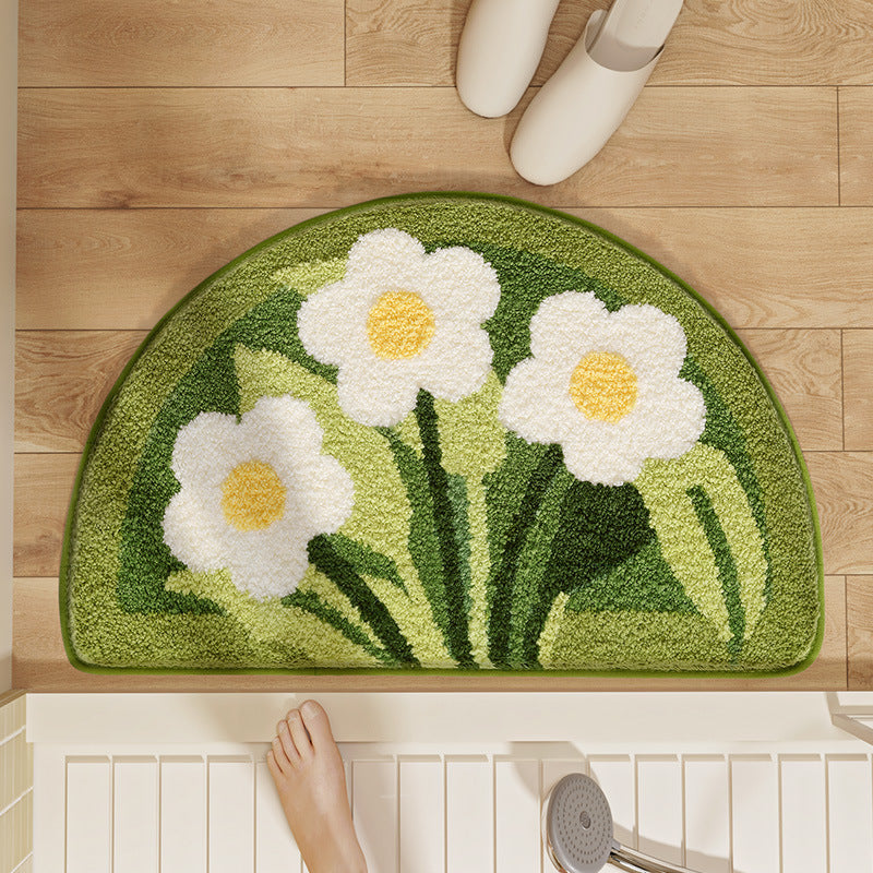 Plush Floral Design Bath Mat Stornfield
