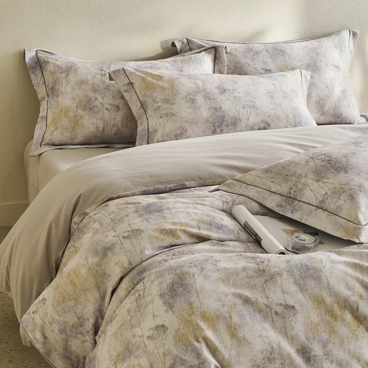 Reversible Botanical Cotton Sateen Duvet Cover Set with Pillow Shams