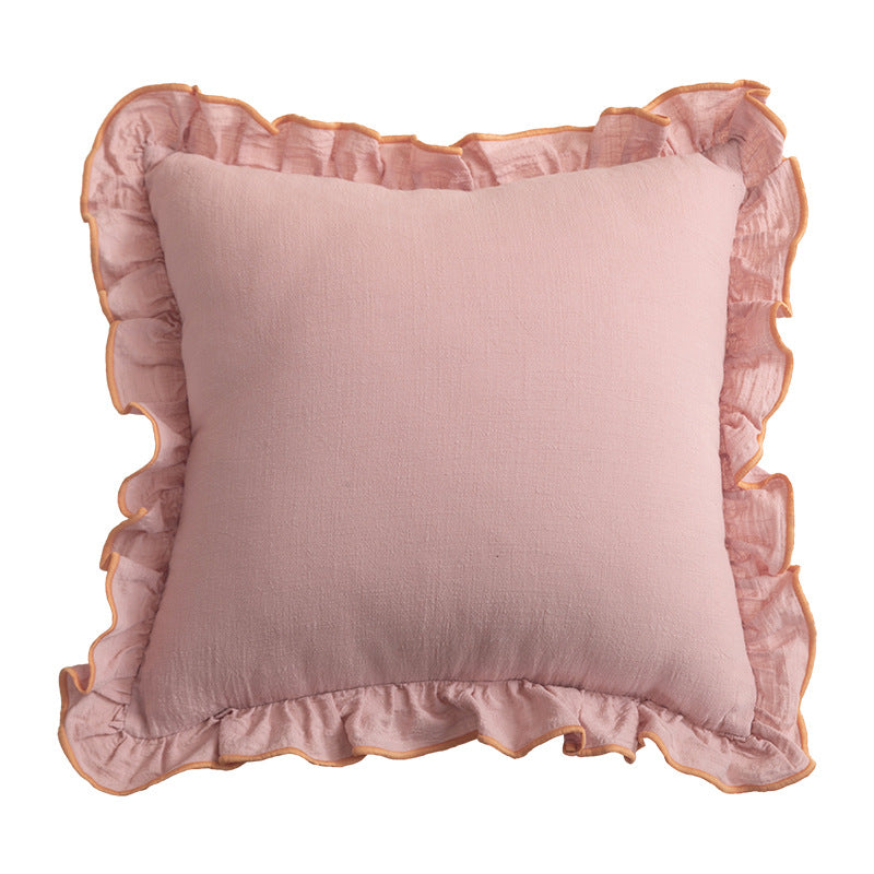 Decorative cushion with frill ruffle and linen texture Stornfield