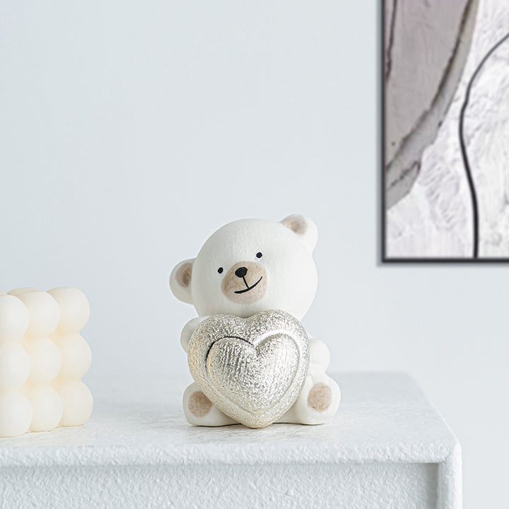 Kawaii Bear Figurine with Heart Stornfield