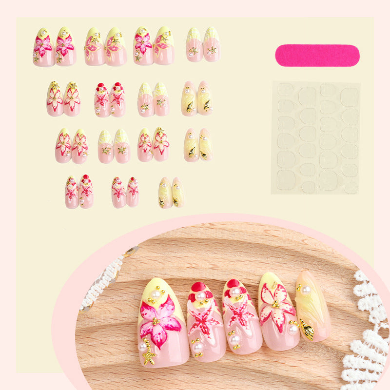 Artistic Floral Designed Press-On Nails Stornfield