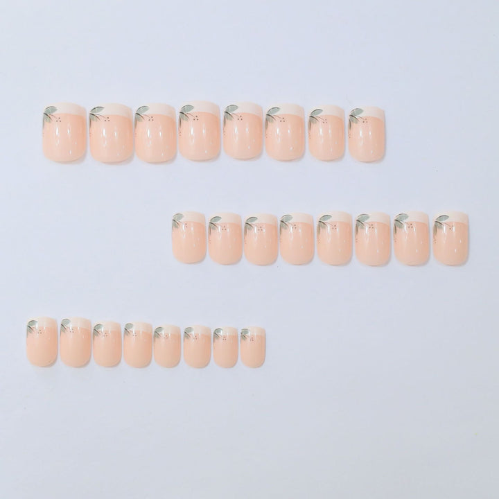 Elegant French Tip Floral Nail Enhancements Stornfield