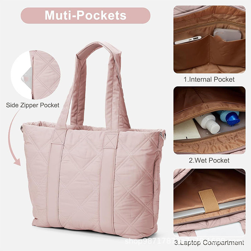 Elegant and Versatile Fabric Handbag with Detachable Cosmetic Bag Stornfield