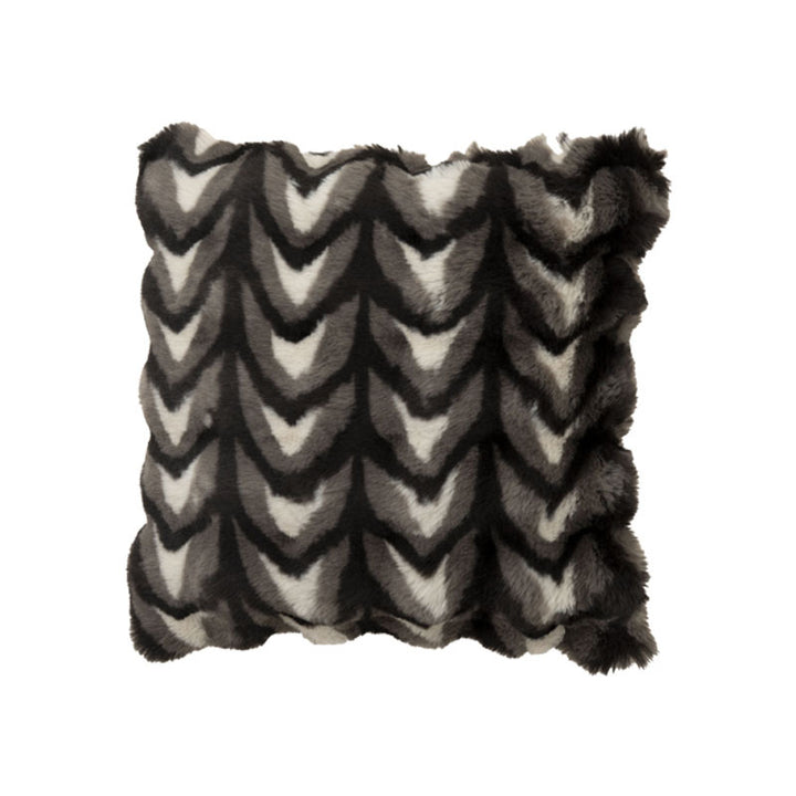 Rectangular decorative cushion made of faux fur with chevron relief and cozy filling