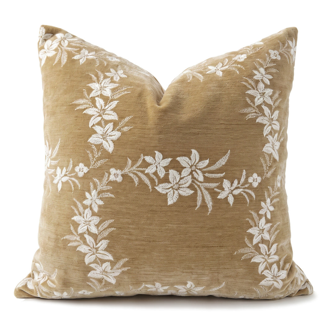 Elegant and artistically embroidered decorative pillow