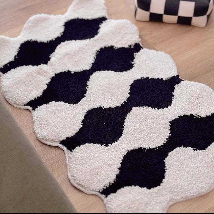 Sculpted Scalloped Plush Geometric Tufted Area Rug