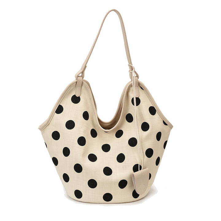Polka Dot Canvas Hobo Bag