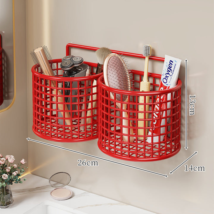 Ventilated Plastic Hanging Wall Storage Basket for Bathroom Vanity