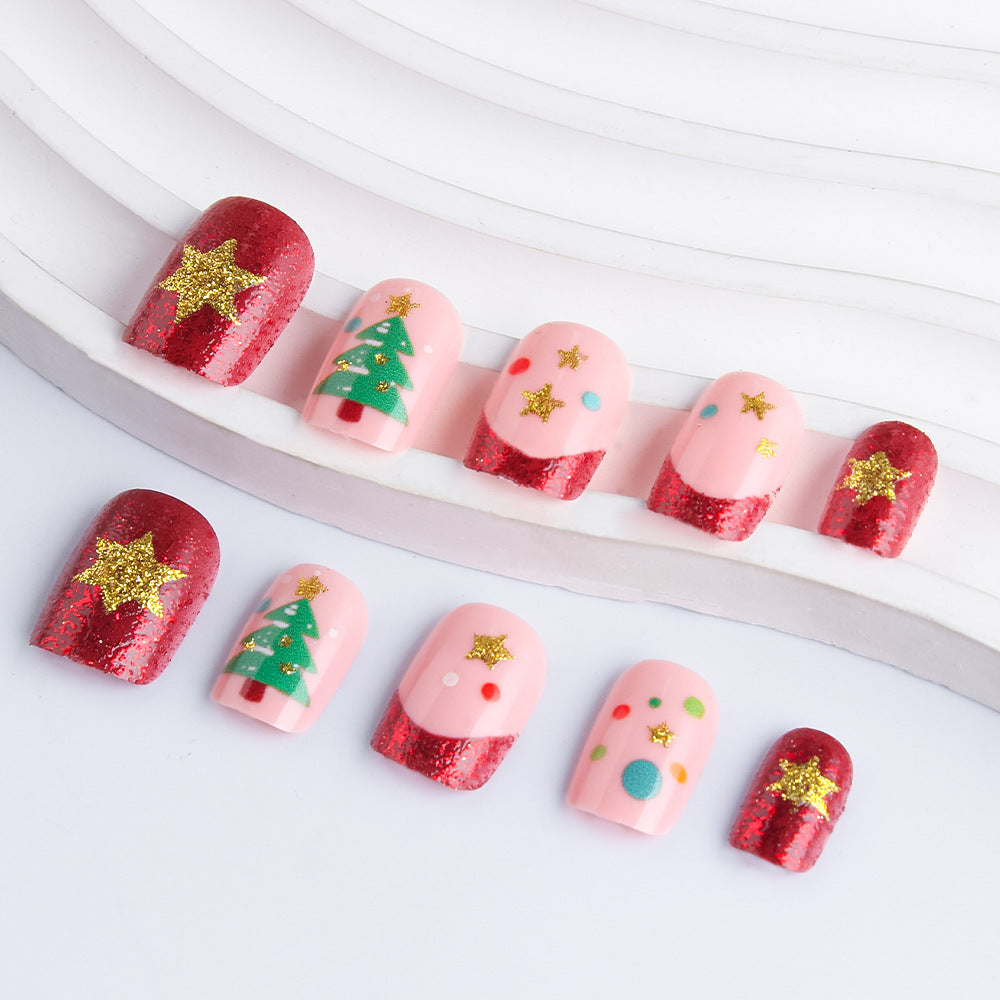 Festive Holiday-Themed Gel Nail Art Set Stornfield