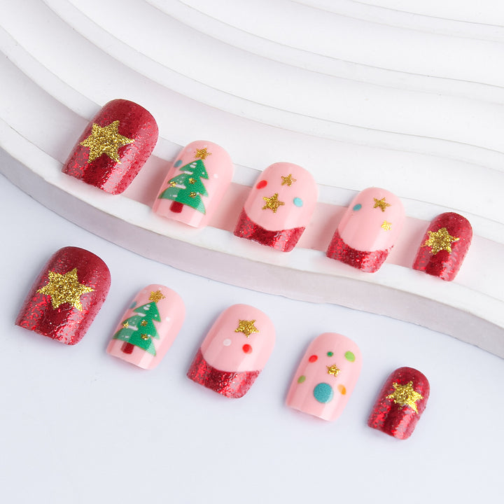 Festive Holiday-Themed Gel Nail Art Set Stornfield