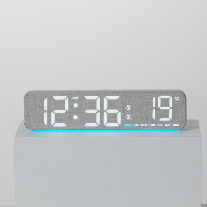 Digital wooden alarm clock with temperature and day of the week display Stornfield