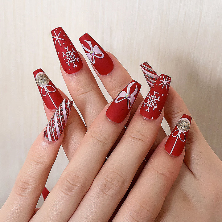 Festive Holiday-Themed Acrylic Nail Art Extensions Stornfield