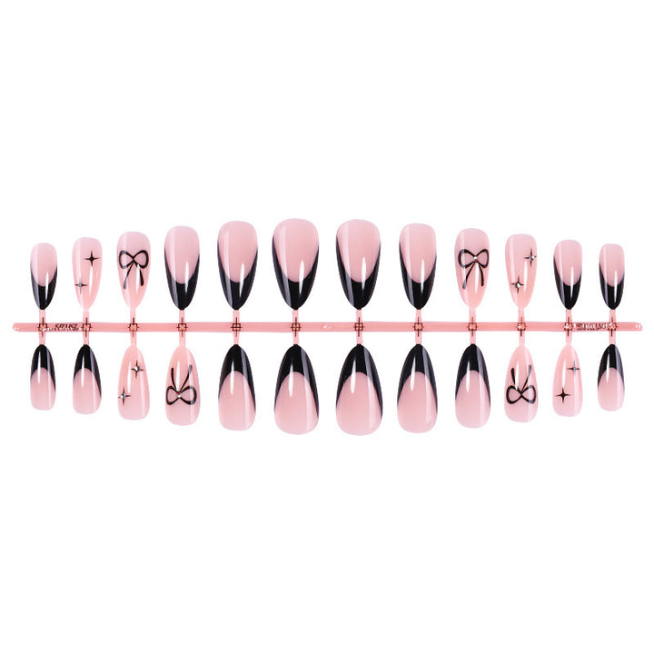 Artificial nail set with elegant cut and bow decorations Stornfield