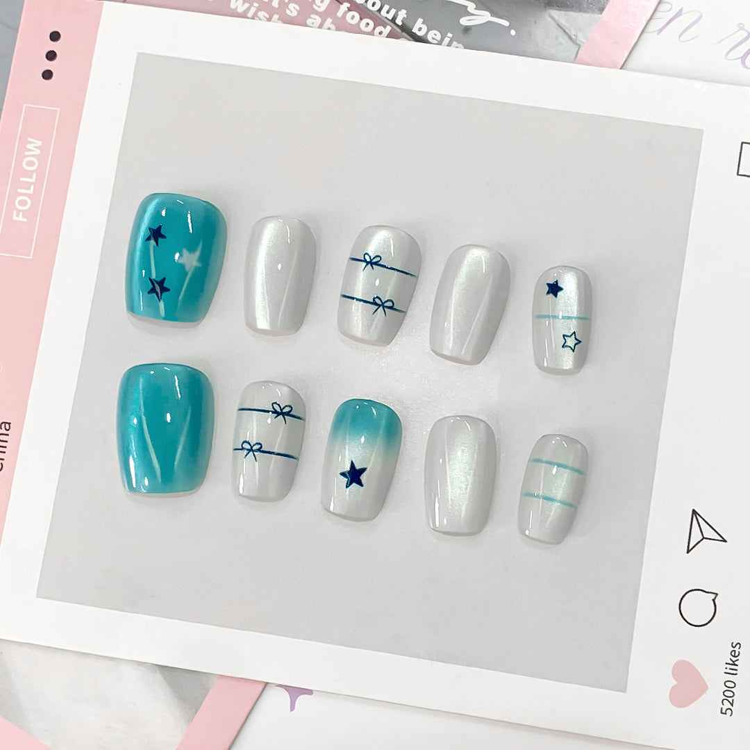 Artistic acrylic nails with star design Stornfield