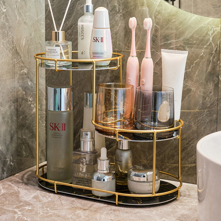 Elegant 2-tier storage basket made of marble Stornfield
