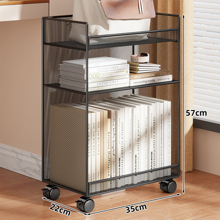 Vertical Grid-Mesh Double-Layer Desktop Book and Stationery Organizer