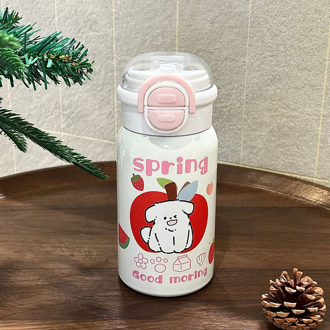 Ladies insulated drinking bottle with integrated safety lid and cheerful animal design Stornfield