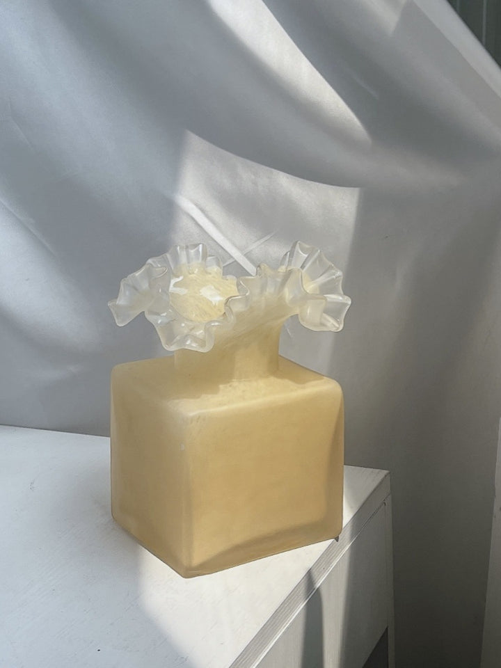 Decorative Ruffled-Top Square Wax Candle Stornfield