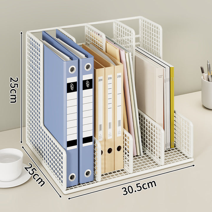 Modular Mesh Desktop File and Binder Organizer with Adjustable Dividers