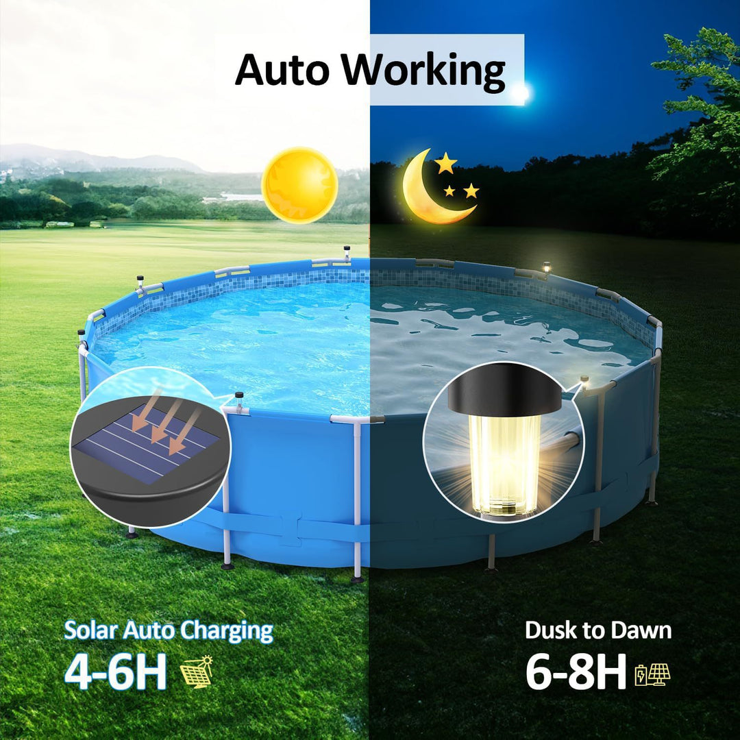 Solar-Powered LED Clip-On Above-Ground Pool Rim Lights With Waterproof Durable Mounting Stornfield