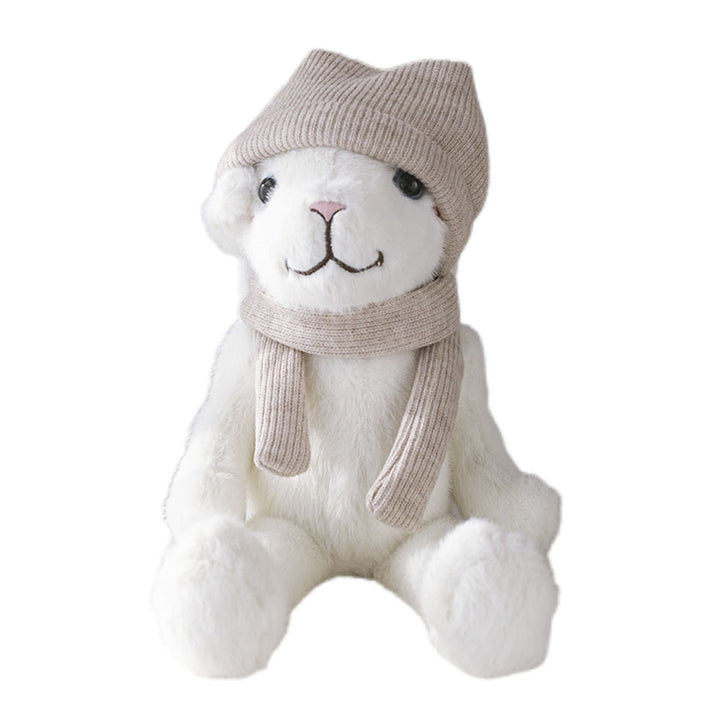 Plush Bunny Soft Fur Knit Hat and Scarf Stuffed Animal