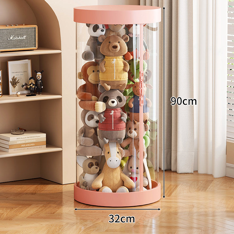Tall Transparent Cylindrical Plush Toy Display & Storage Tower