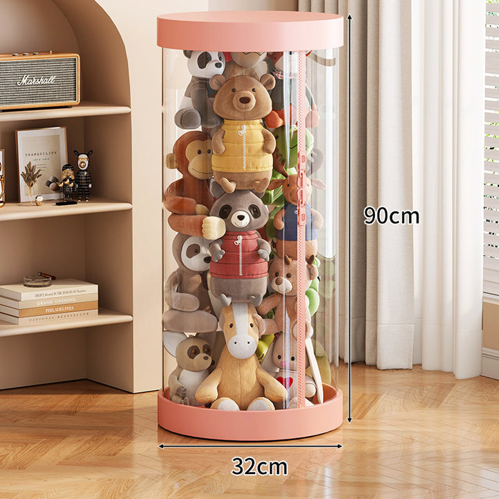 Tall Transparent Cylindrical Plush Toy Display & Storage Tower