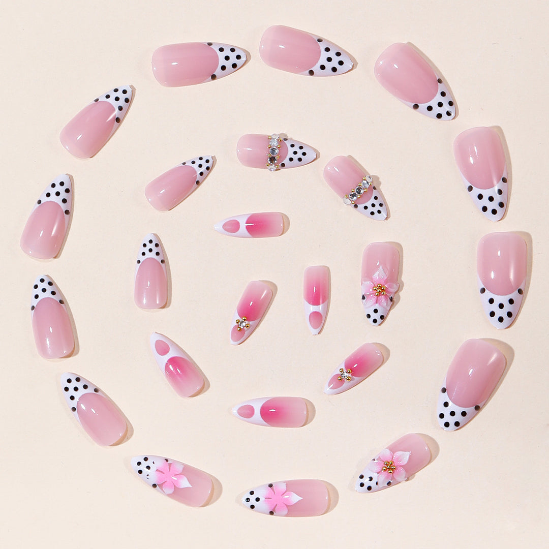 Floral-Accented Stiletto Nail Art Extensions Stornfield