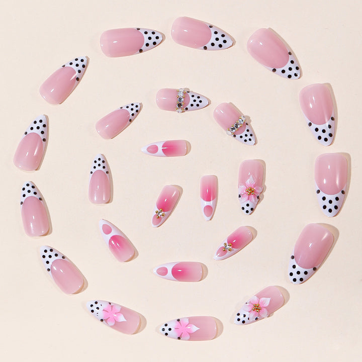 Floral-Accented Stiletto Nail Art Extensions Stornfield