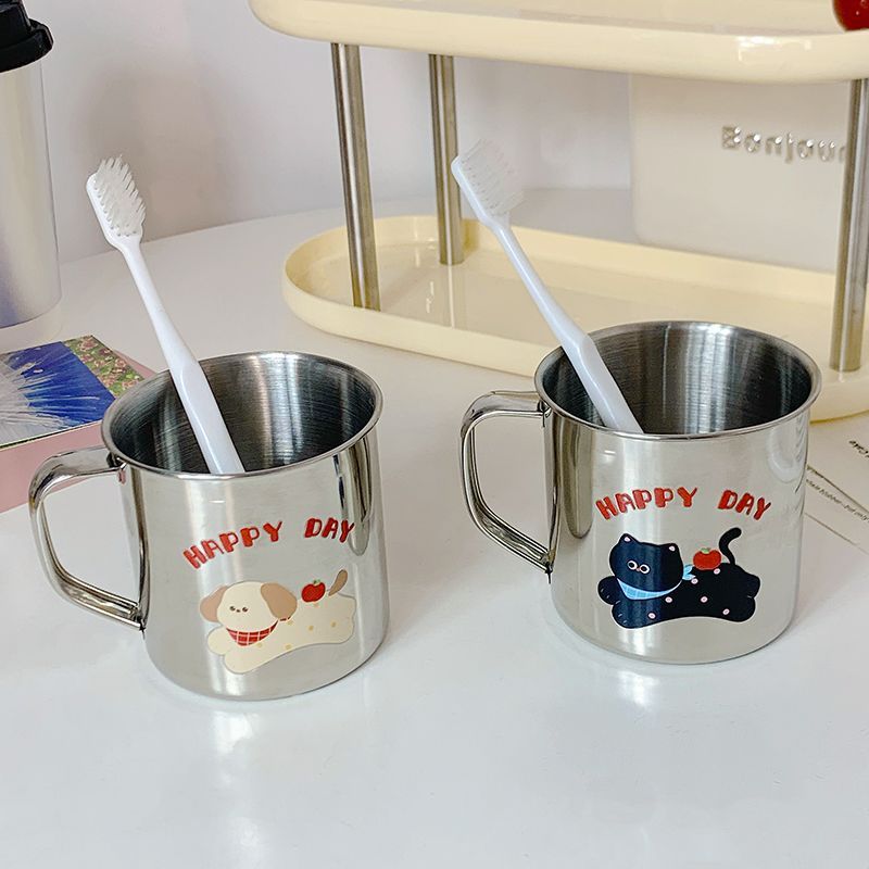 Stainless Steel Drinking Cup with Humorous Cat Motif Stornfield