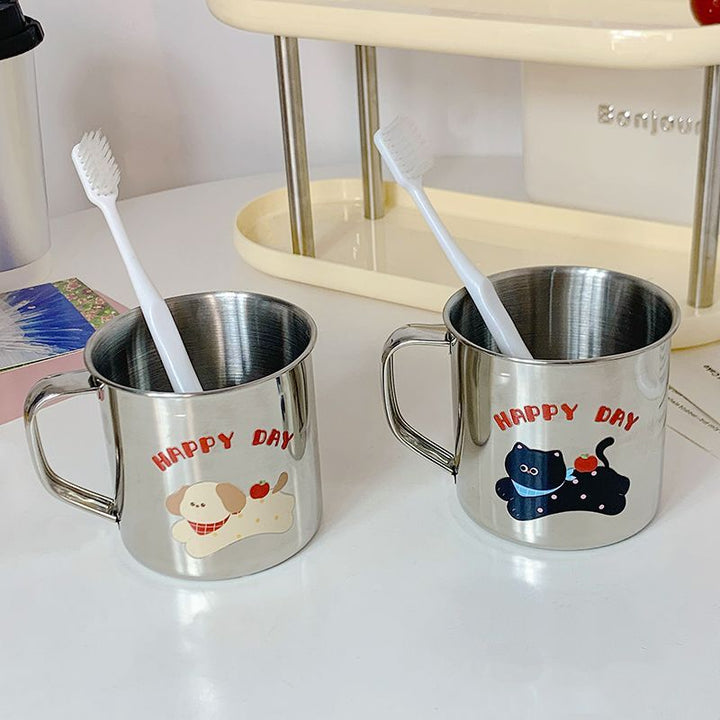 Stainless Steel Drinking Cup with Humorous Cat Motif Stornfield